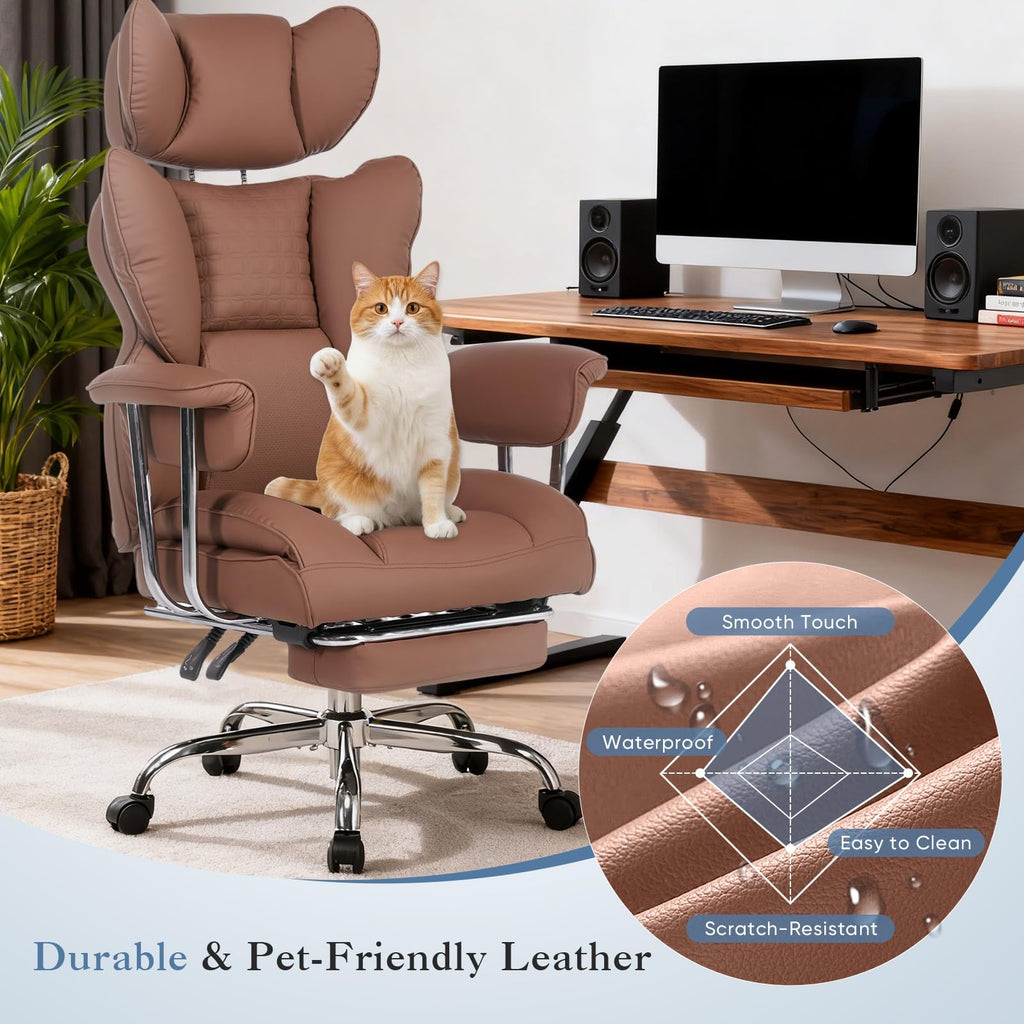 Big and Tall Home Office Desk Chair with Footrest O132