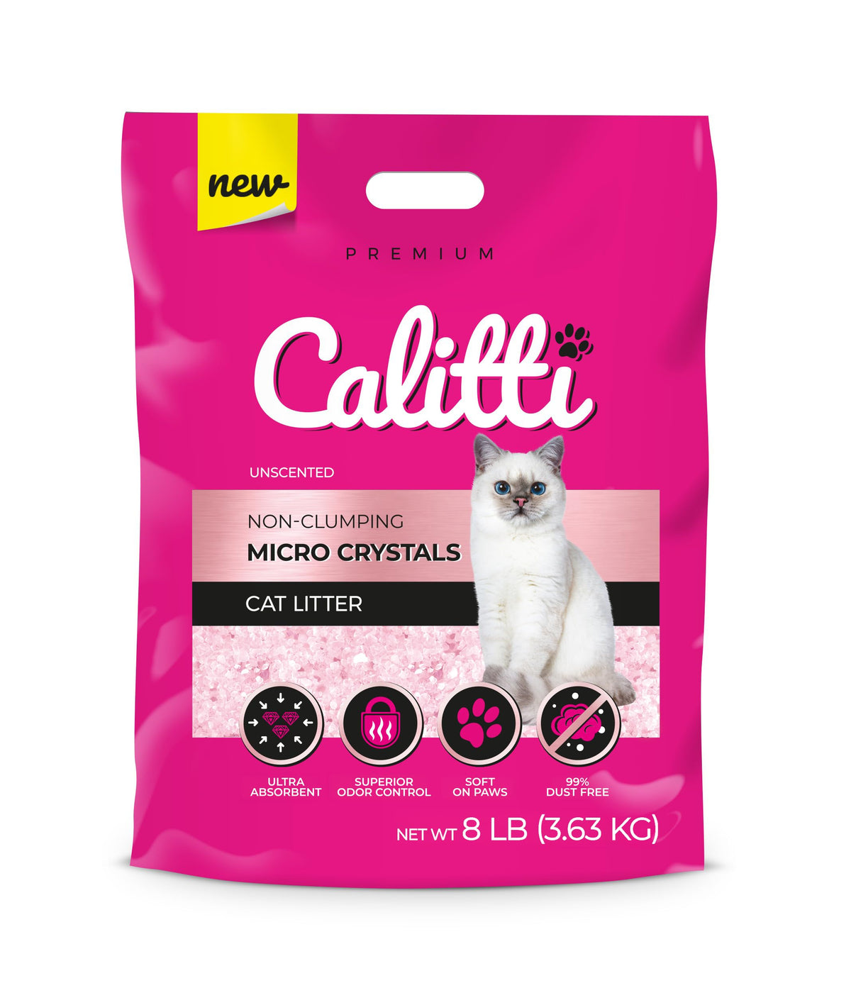 Micro Crystal Cat Litter, Unscented, 8 lb Bag, Non-Clumping Silica Gel L599