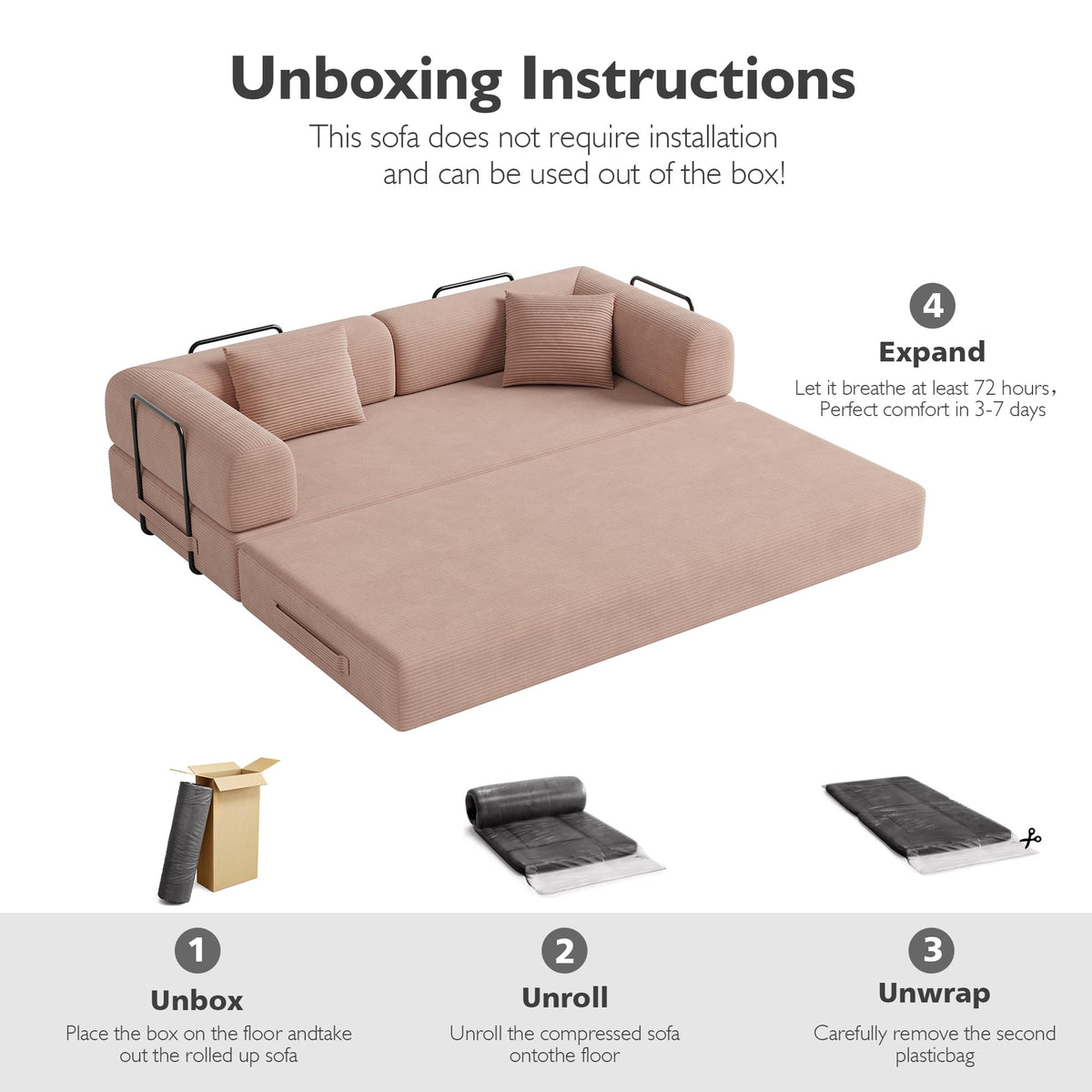 79in Boneless Convertible Futon Sofa Bed Queen B980968