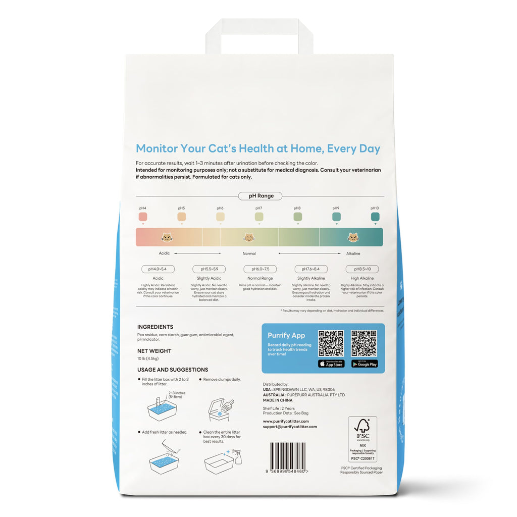 Plant-Based Tofu Cat Litter with Cassava, Color-Changing, Fast Clumping, Unscented 10 lb P202296
