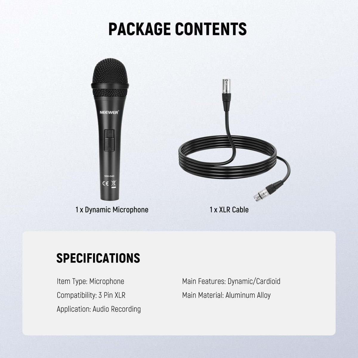 Cardioid Dynamic Microphone with XLR Cable C7008