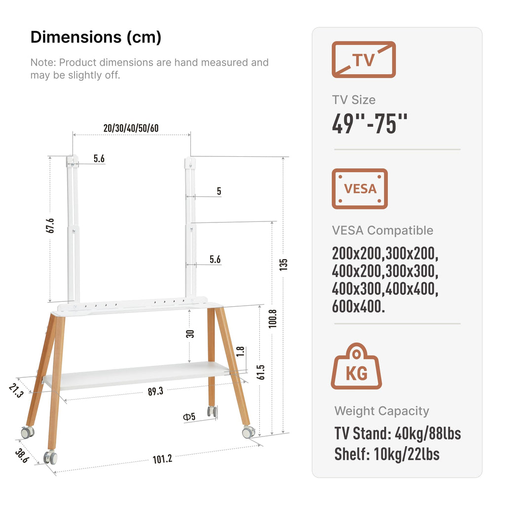 White Rolling Easel TV Stand E481296