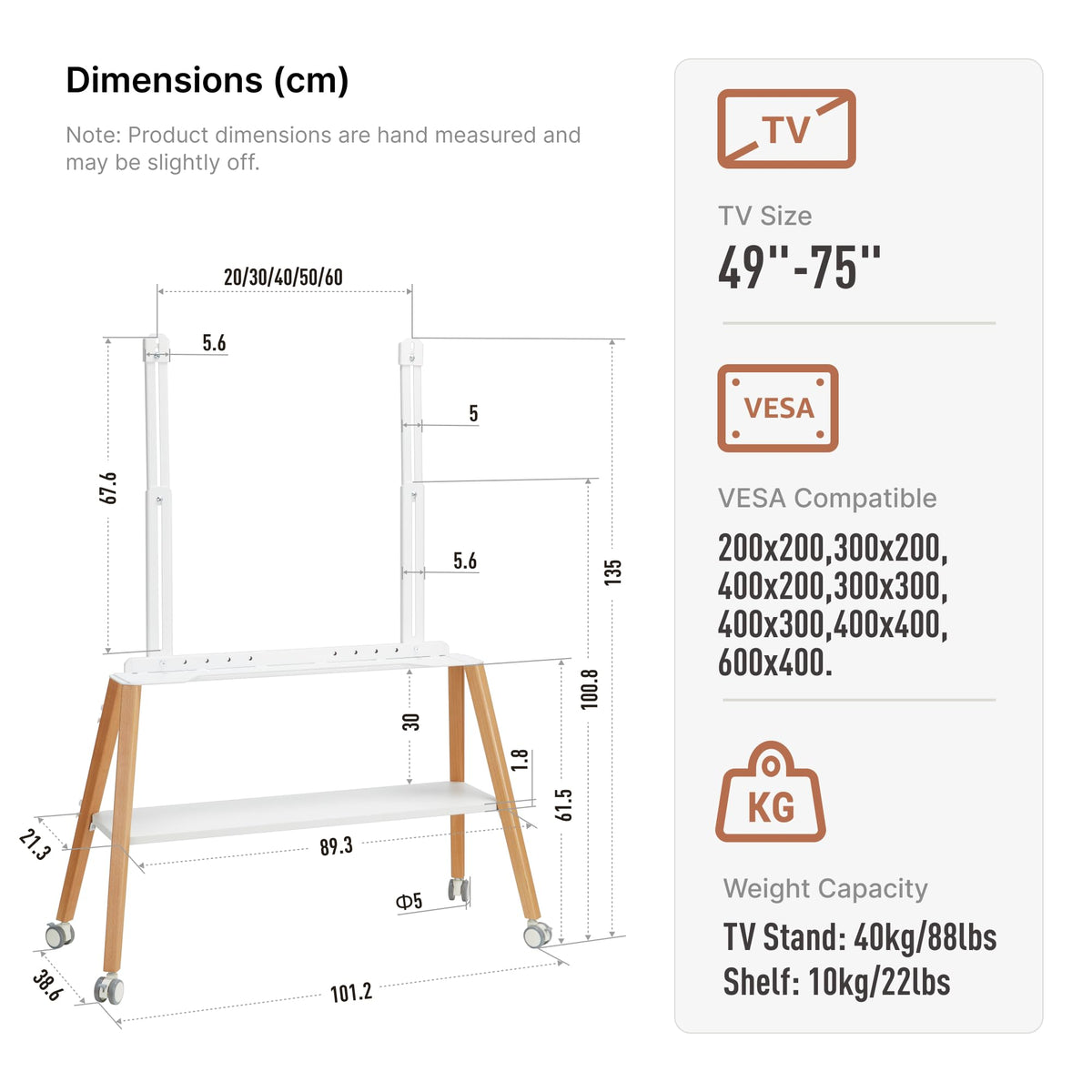 White Rolling Easel TV Stand E481296