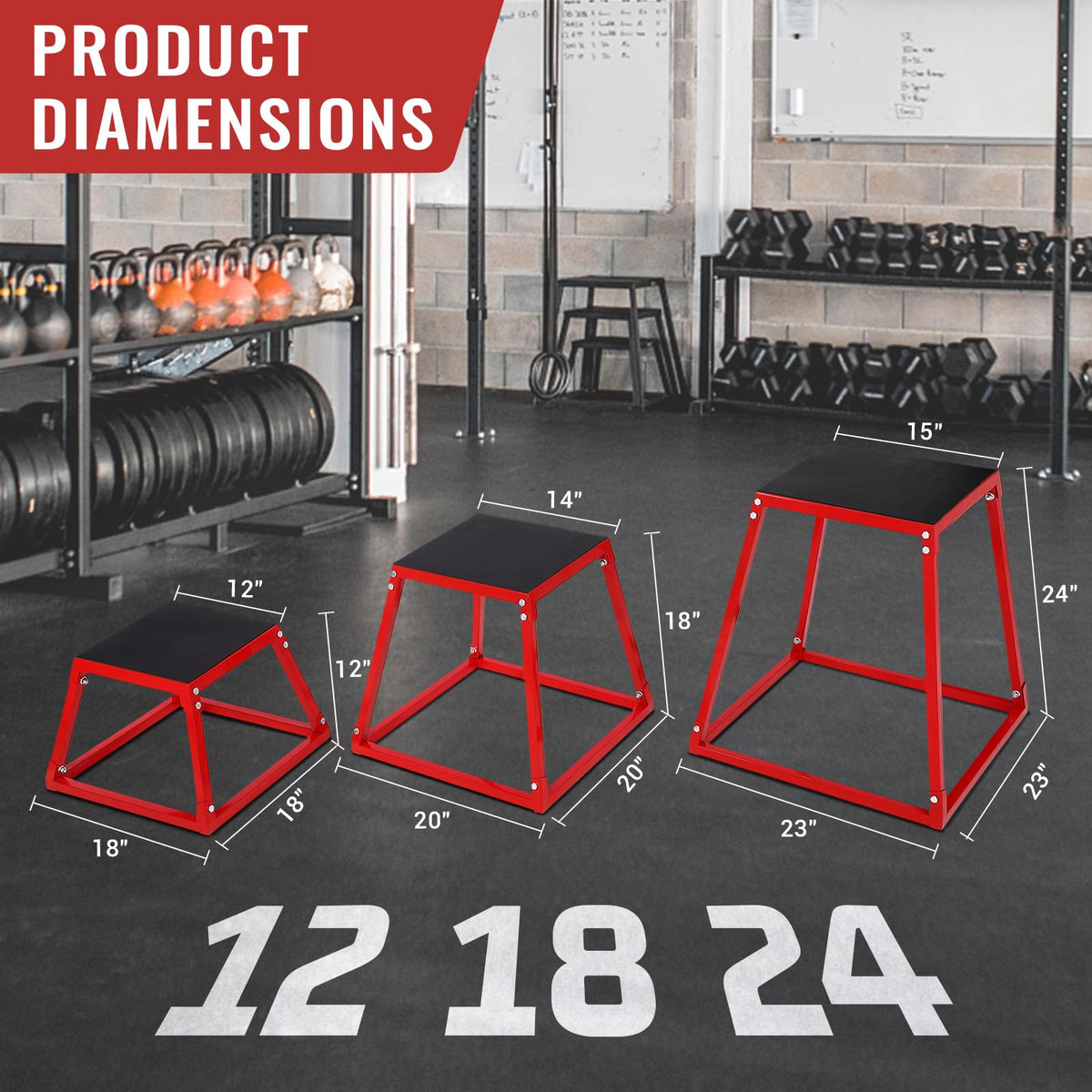 Steel Jump Box Set with Non-Slip Rubber Pad R4781