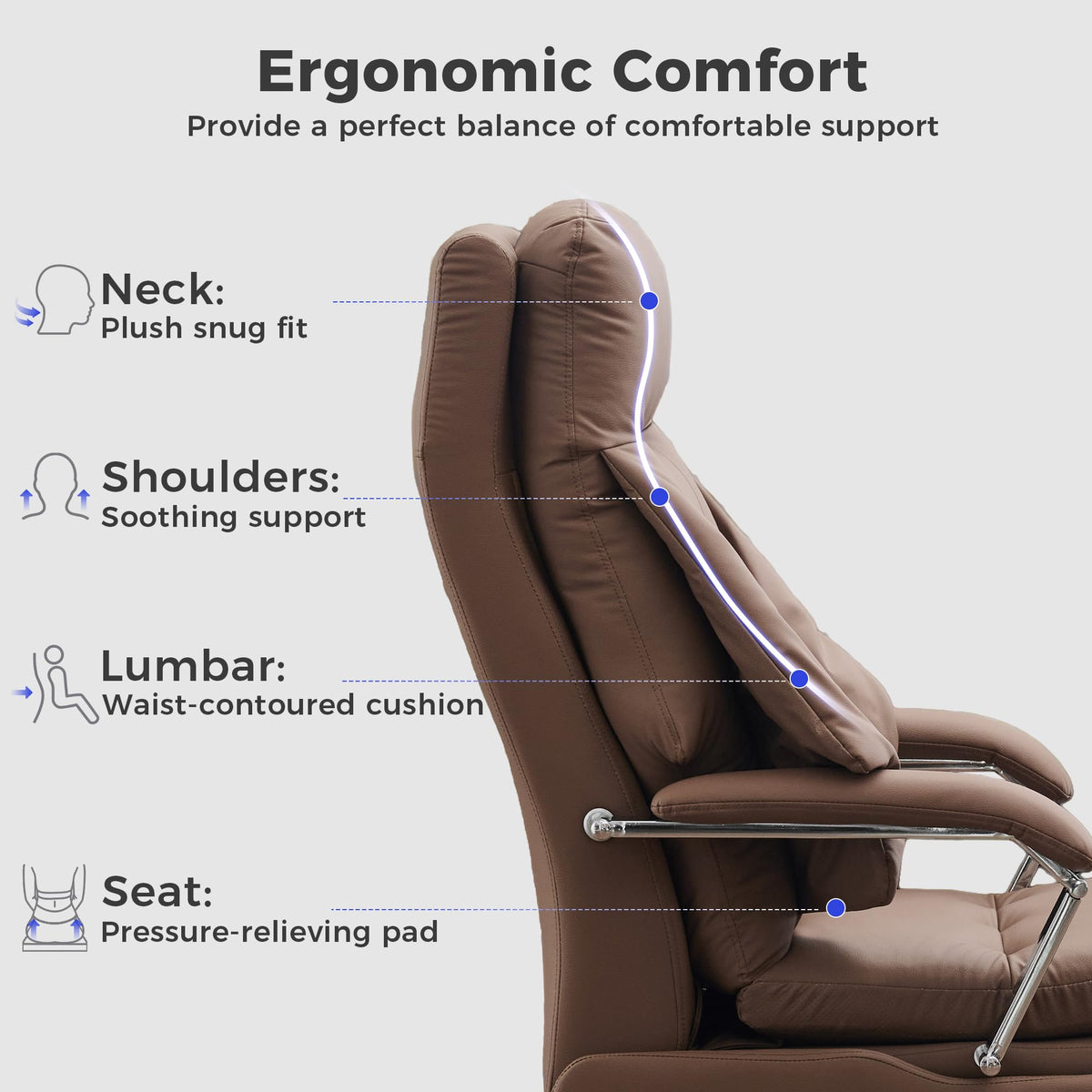 Brown PU Leather Recliner Chair with Footrest 400LBS X181
