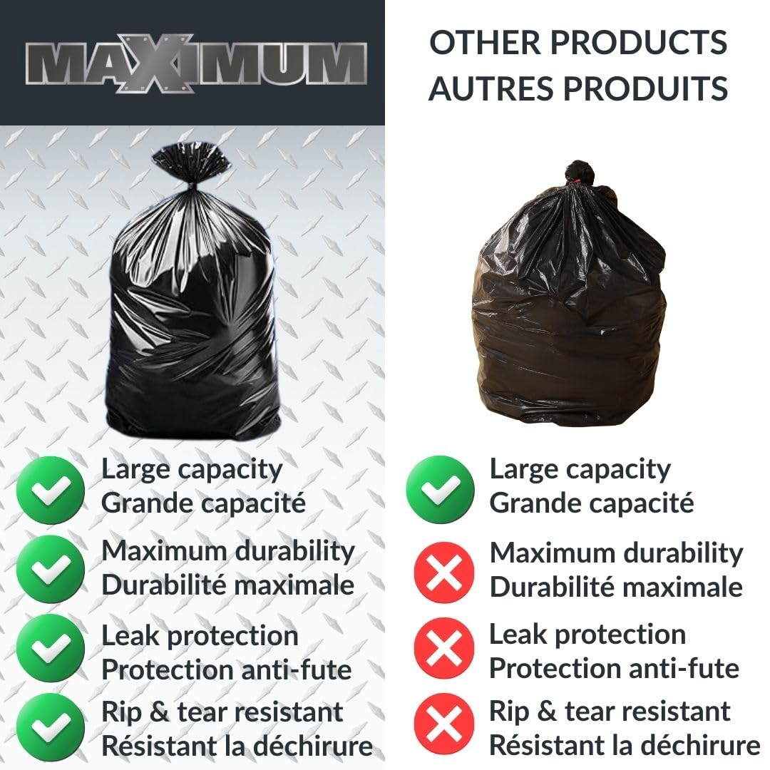 Heavy Duty 42-Gallon 3 Mil Black Garbage Bags 32 Counts P8789