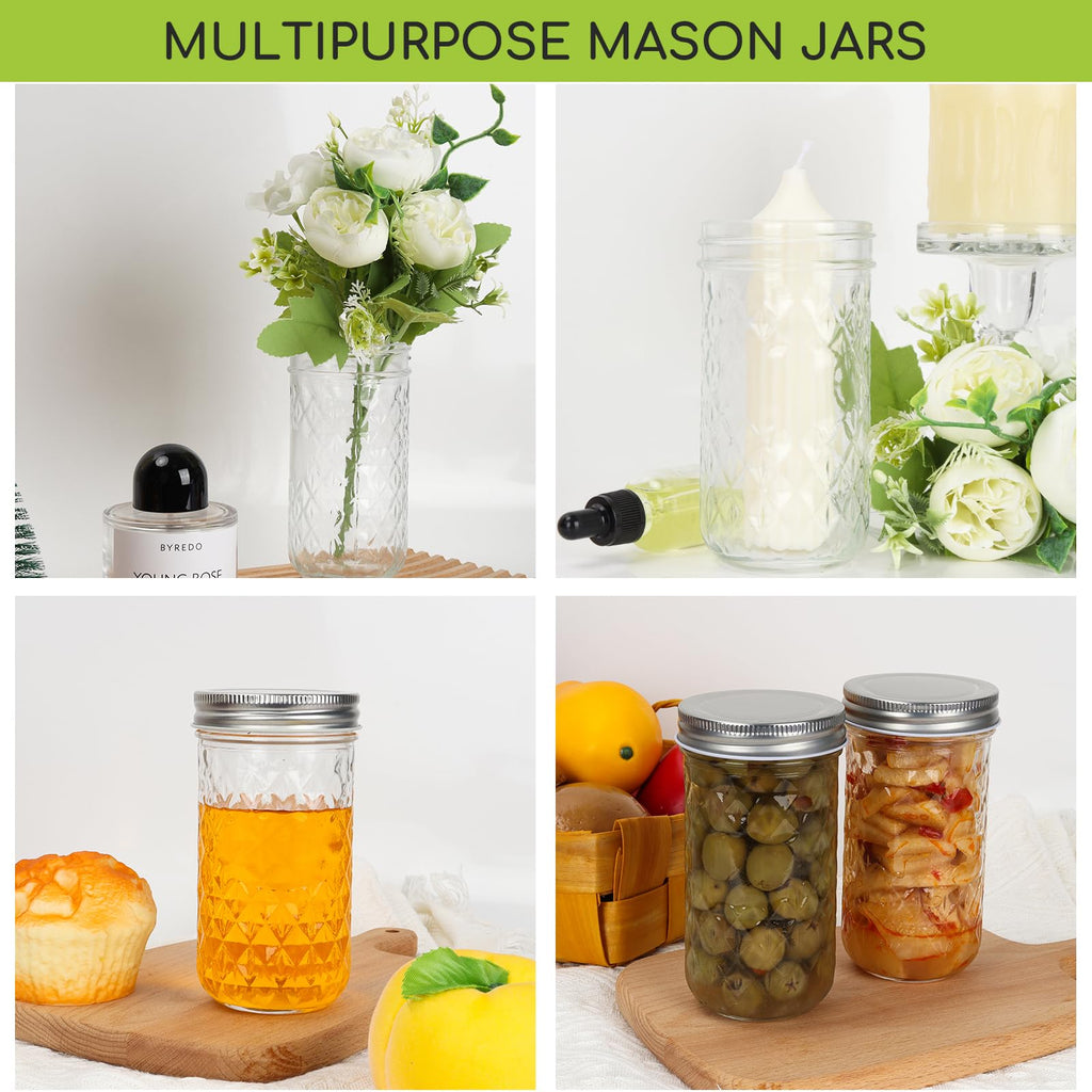 12 oz 20 Pack Glass Mason Jars with Airtight Lids B503460