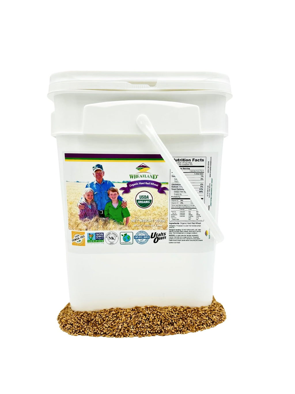 Organic Hard Red Wheat Berries 20lb Bucket P7020