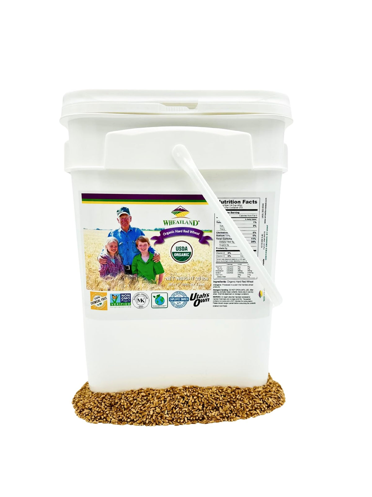 Organic Hard Red Wheat Berries 20lb Bucket P7020