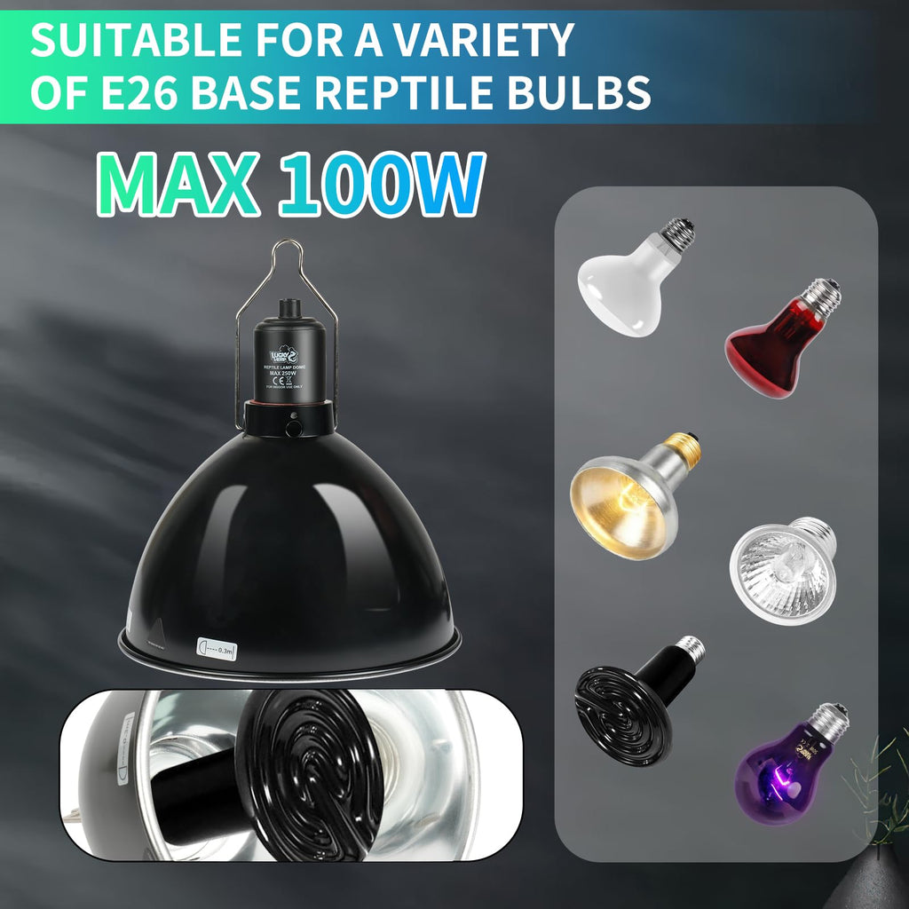 5.5 Inch Deep Dome Reptile Light Fixture with Dimming Thermostat D280152