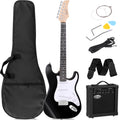 39in Full Size Electric Guitar with 10W Amp, Case and Accessories Pack, Black F869