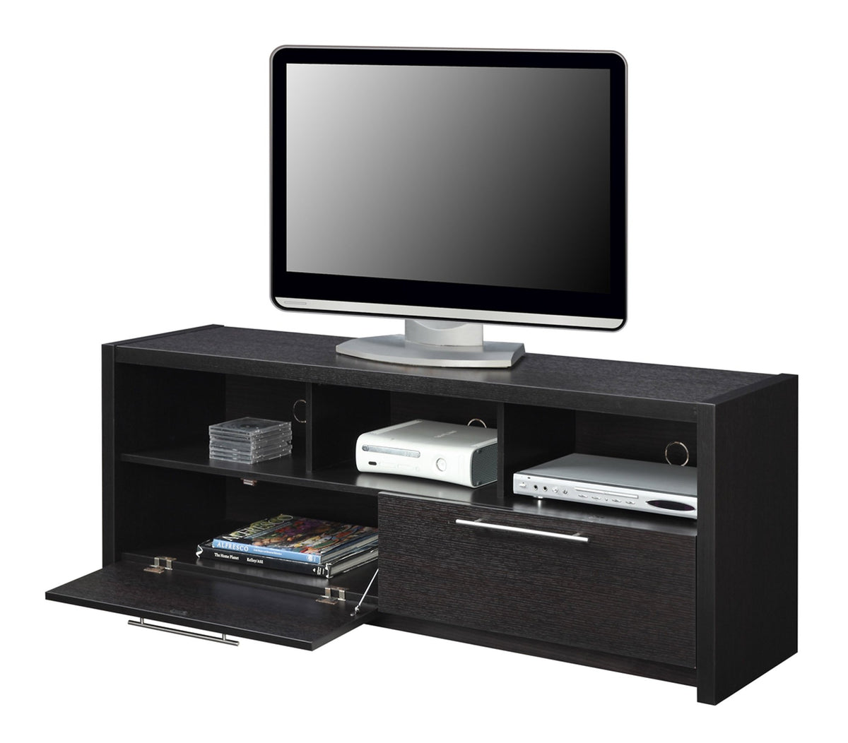 Espresso TV Stand with Storage Cabinets & Shelves I769