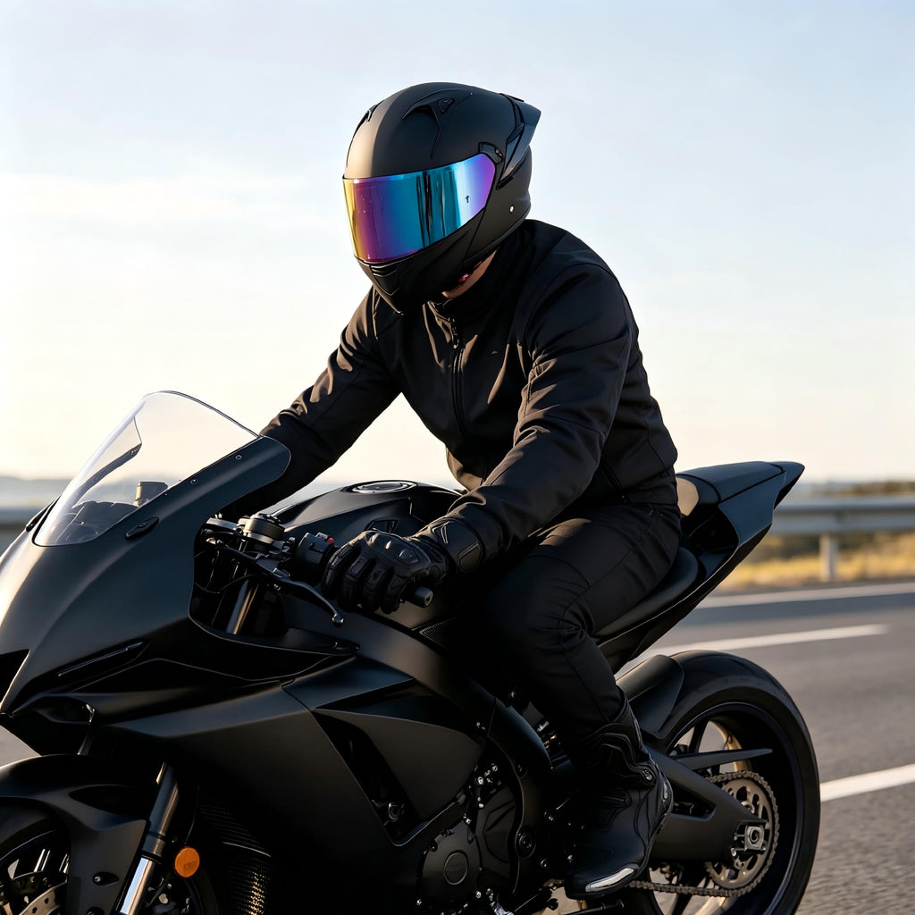 Modular Motorcycle Helmet Dual Visor Flip Up Full Face Matte Black XXL D363