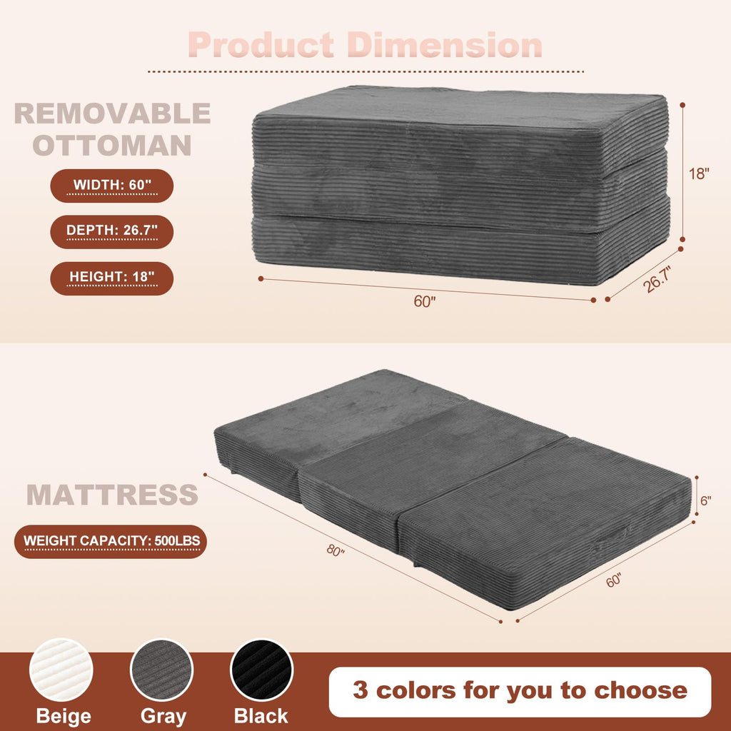 6-Inch Tri-Fold Foldable Mattress T5402