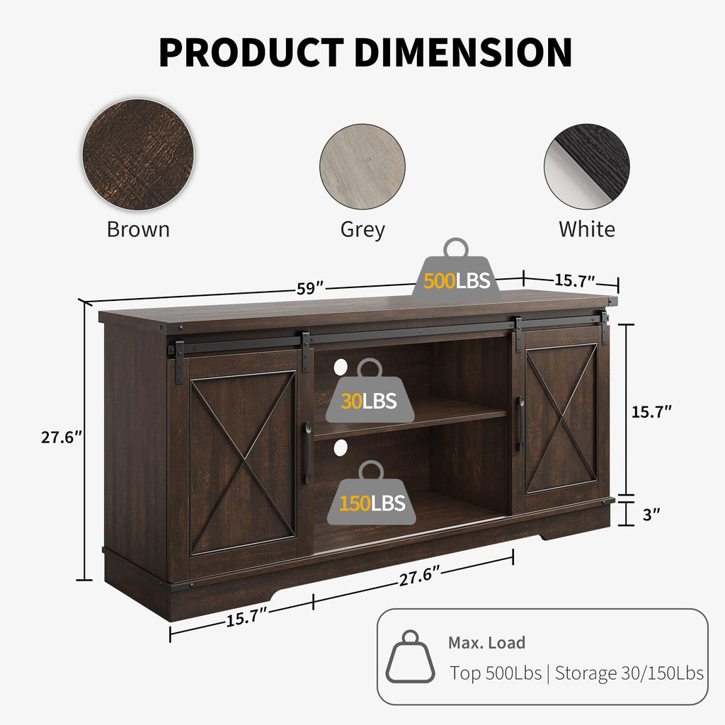 59" Brown Farmhouse TV Stand A244