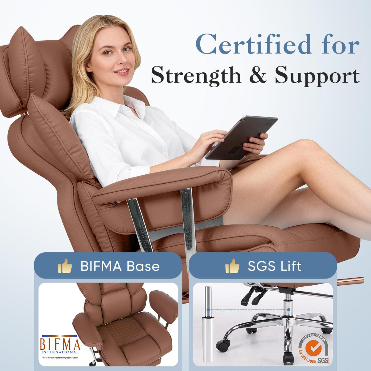 Big and Tall Home Office Desk Chair with Footrest O132