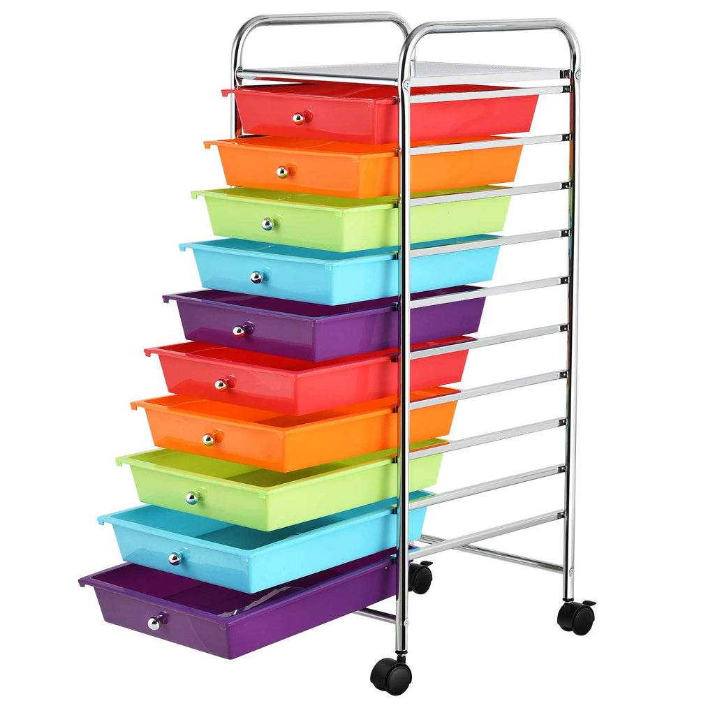 10 Drawer Multicolor Alloy Steel Storage Cart M89410