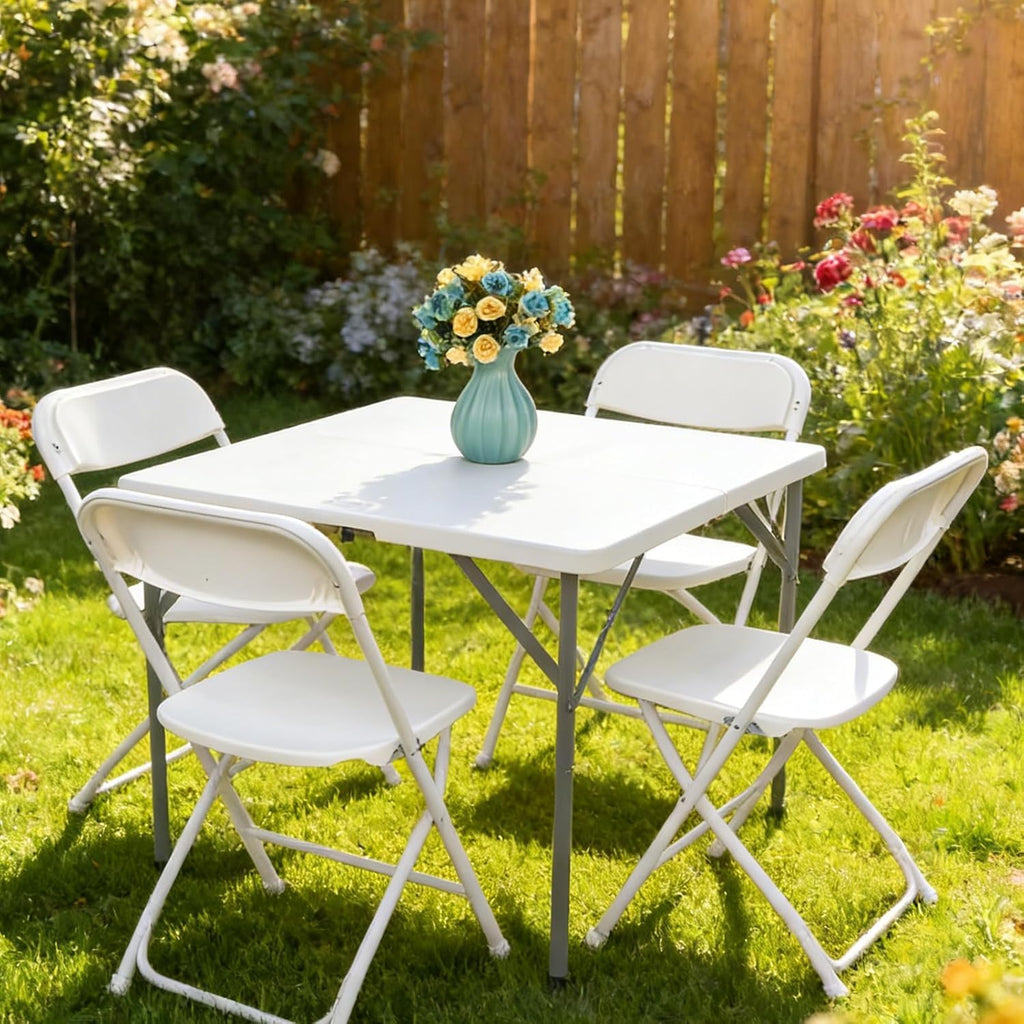 White 10 Pack Plastic Folding Chairs with Steel Frame Y872