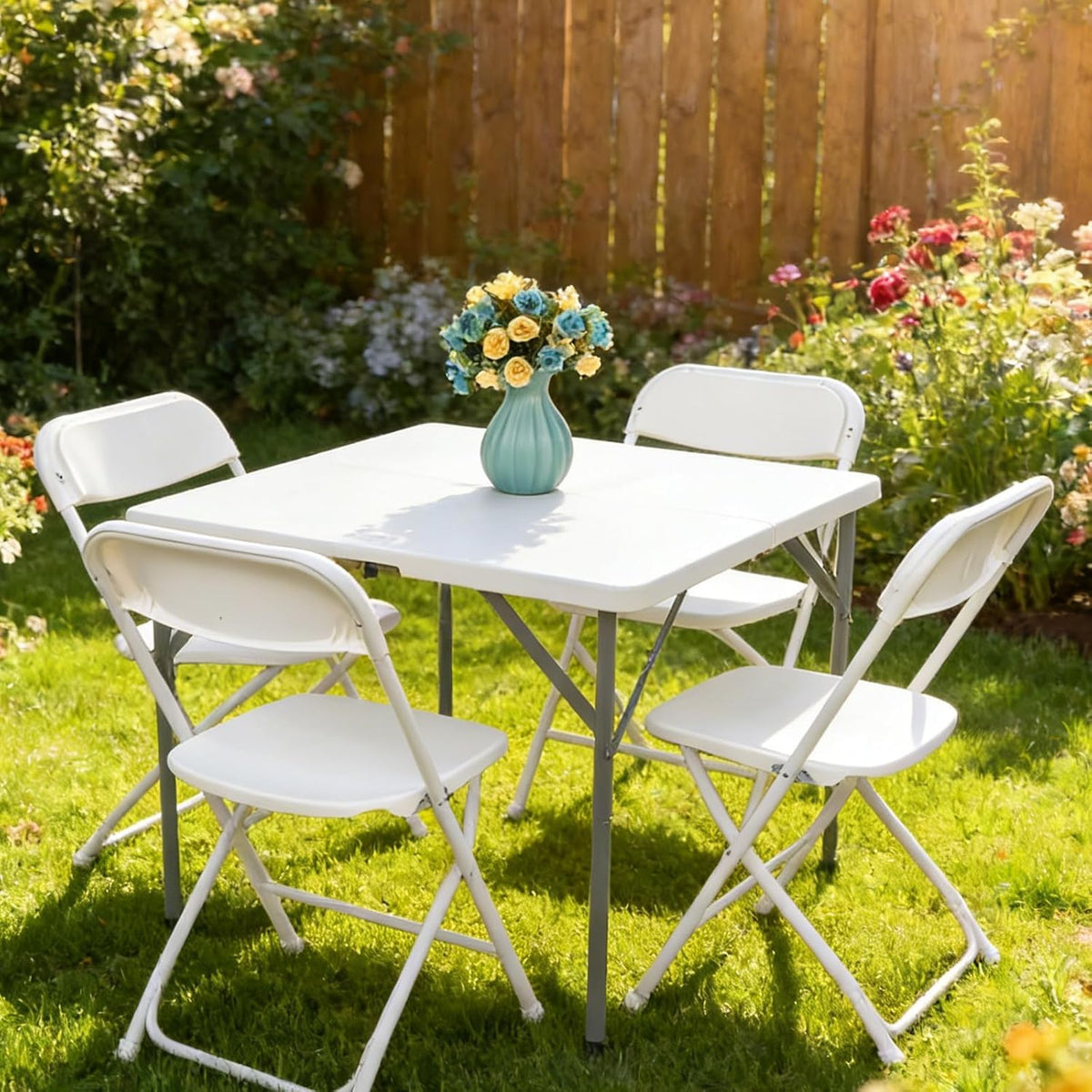 White 10 Pack Plastic Folding Chairs with Steel Frame Y872