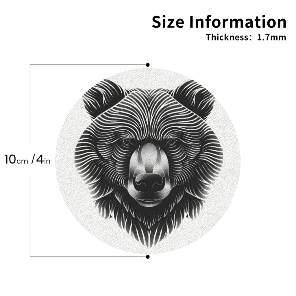 Black and White Bear Head Leather Coasters Set of 4 H4618