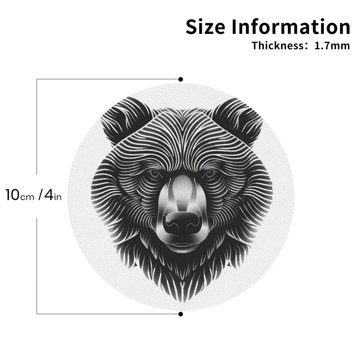 Black and White Bear Head Leather Coasters Set of 4 H4618