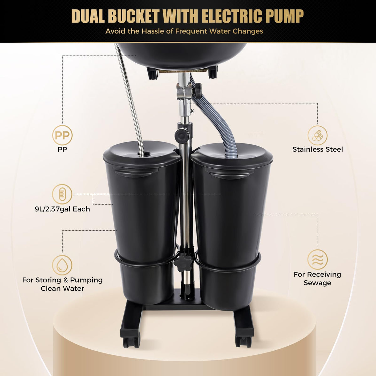 Portable Shampoo Bowl Unit with 2 Bucket F506577