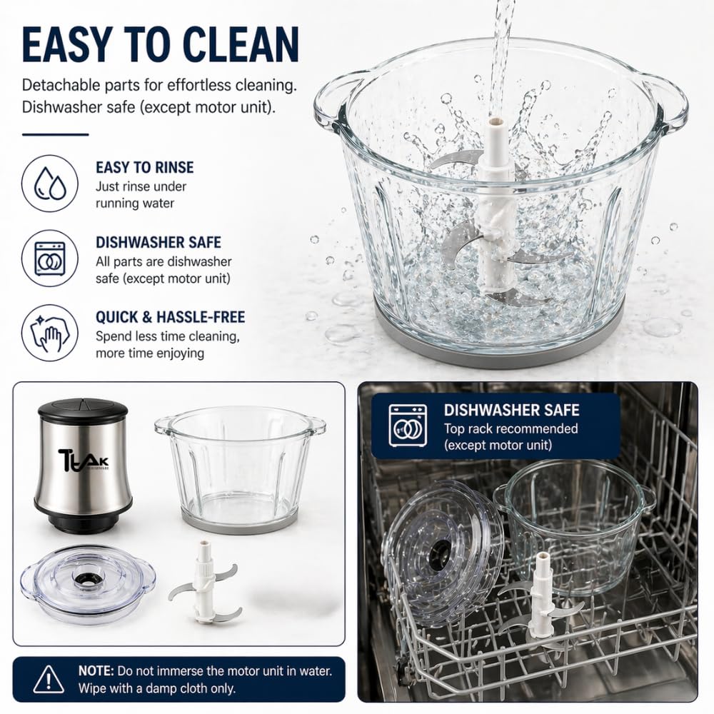 Electric Food Chopper with 3L Glass Bowl, 300W Motor, 4 Blades Y2067
