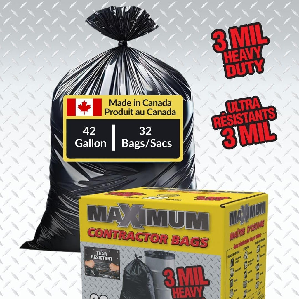 Heavy Duty 42-Gallon 3 Mil Black Garbage Bags 32 Counts P8789