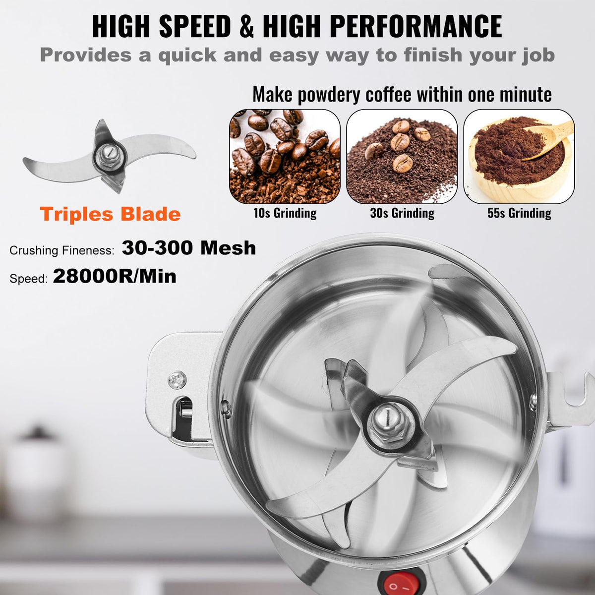 750g 2000W Stainless Steel Electric Grain Mill Grinder O849646