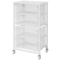 White 4 Drawer Rolling Storage Cart with Wooden Top A359
