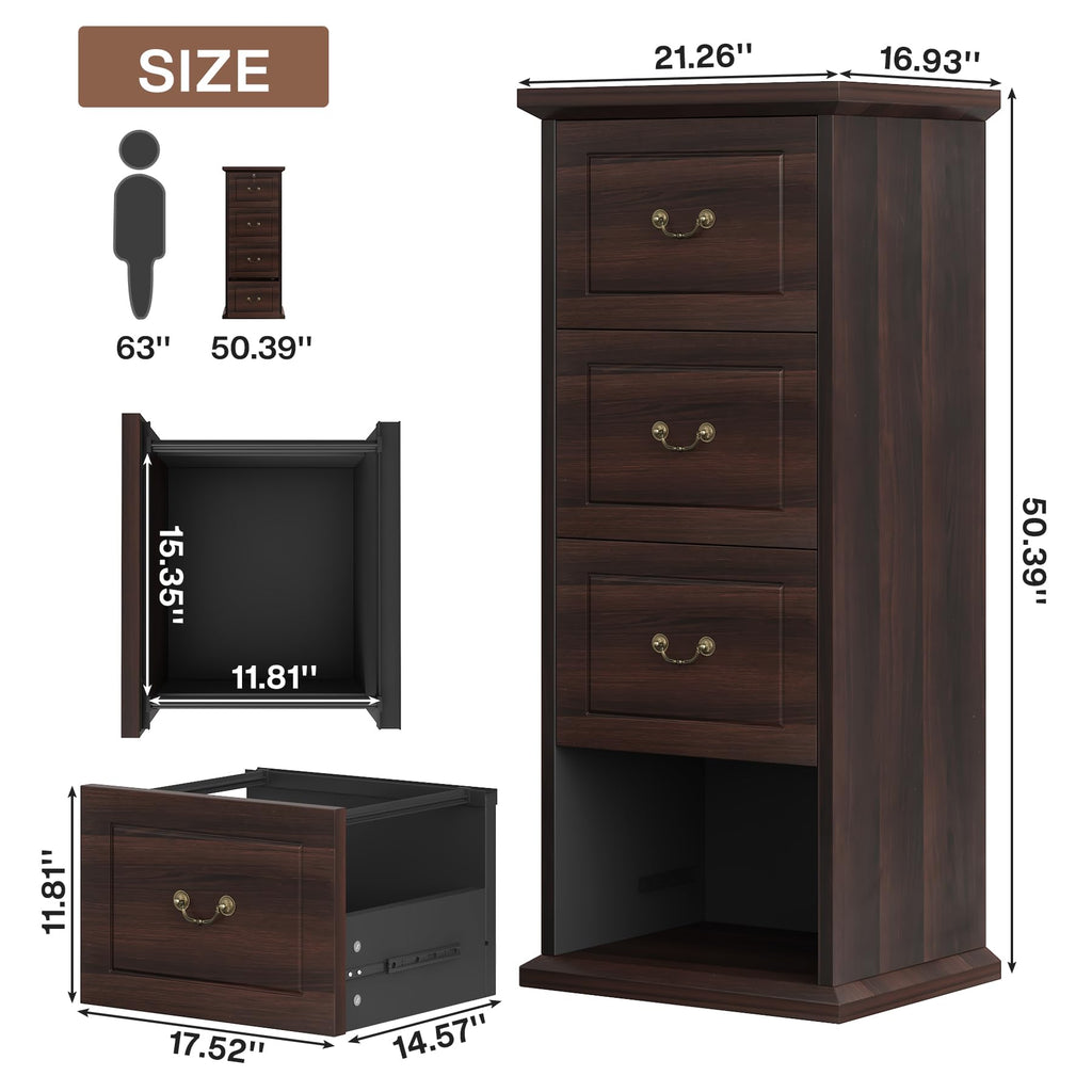 4 Drawer Dark Walnut File Cabinet L180235