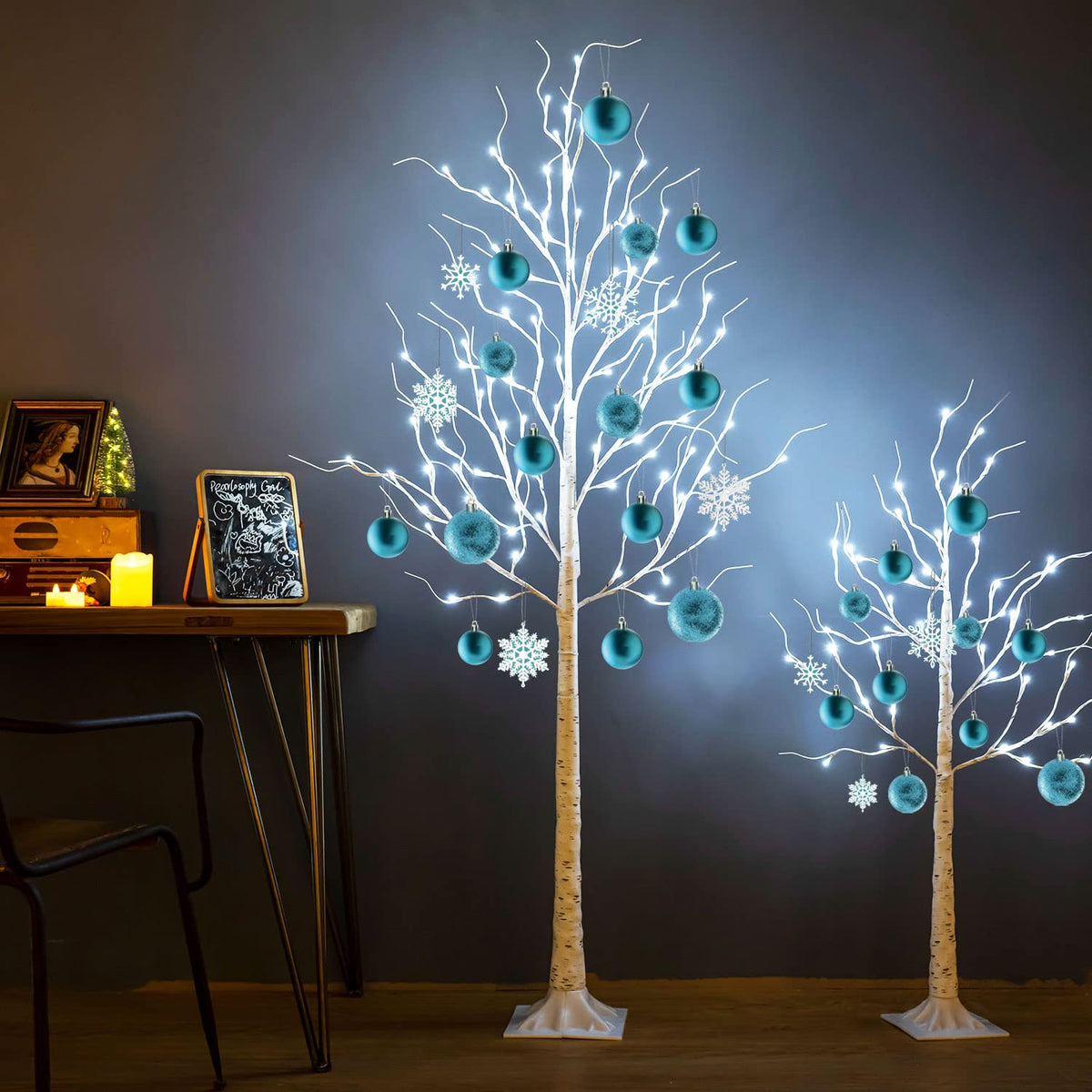 6ft 96LED Lighted Artificial Birch Tree with 9 Modes Timer E7884