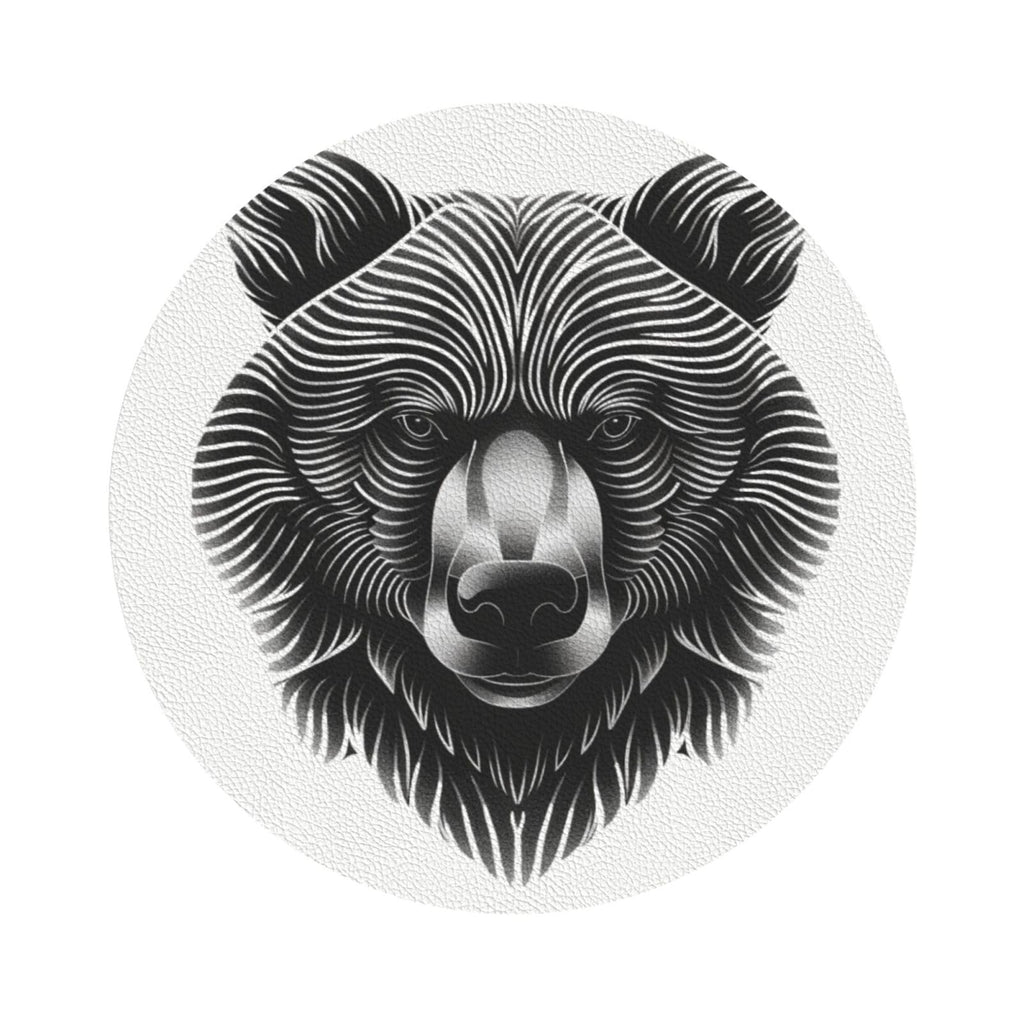 Black and White Bear Head Leather Coasters Set of 4 H4618