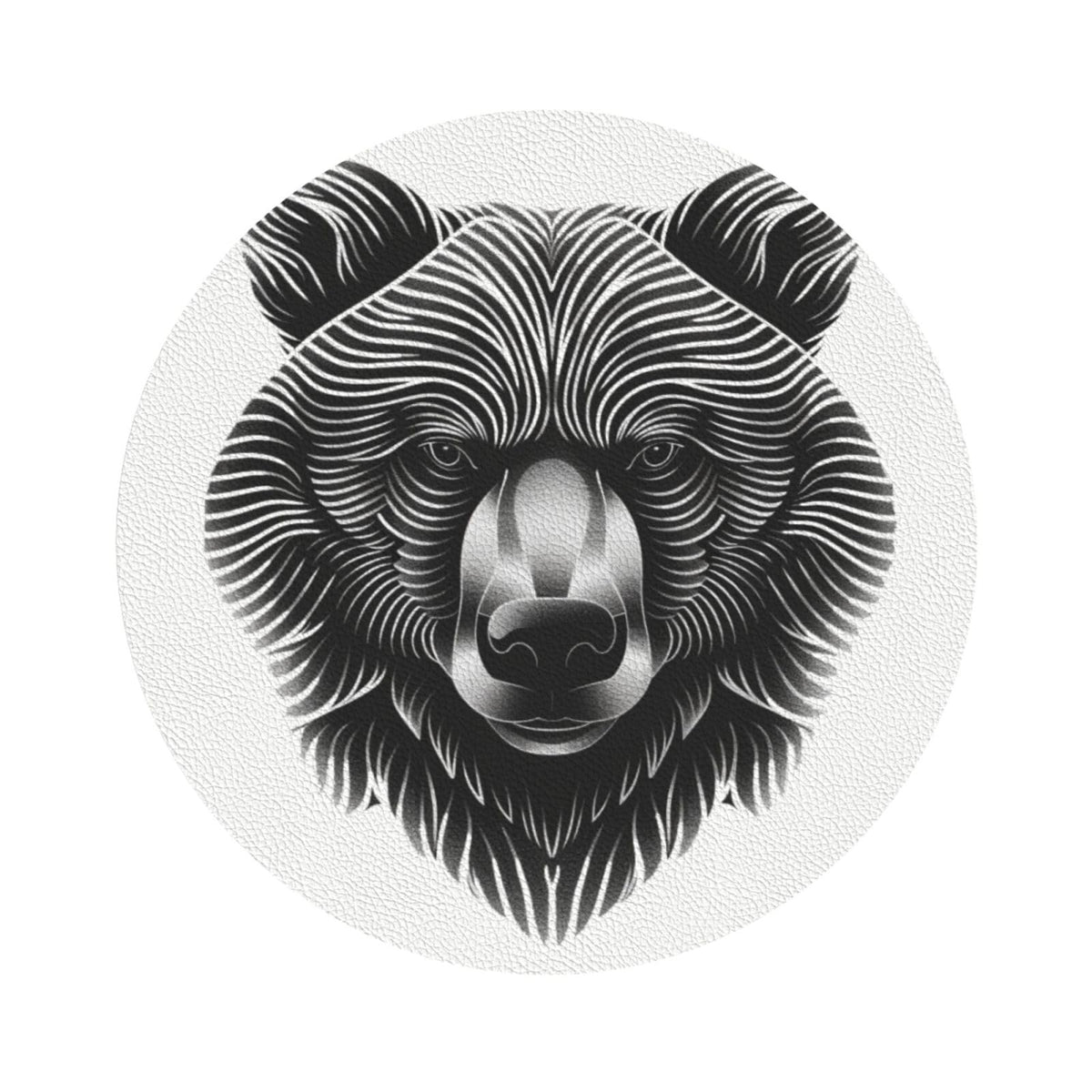 Black and White Bear Head Leather Coasters Set of 4 H4618