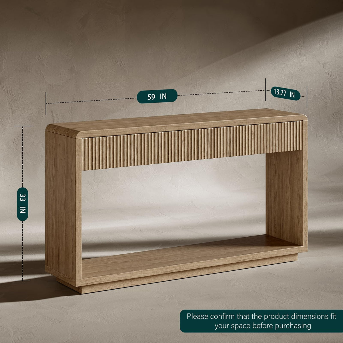 59'' Oak Console Table with Drawers I442139