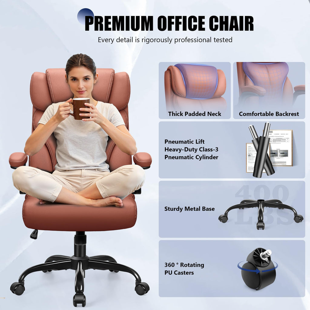 Brown High Back Office Chair with Flip-up Armrests G2151