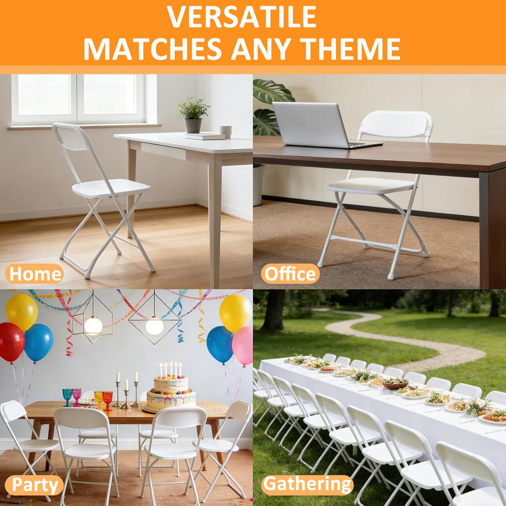 White 10 Pack Plastic Folding Chairs with Steel Frame Y872