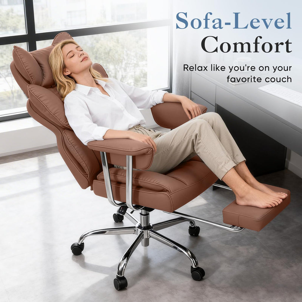 Big and Tall Home Office Desk Chair with Footrest O132
