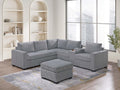 Light Gray Corduroy Upholstered Sectional Sofa Set U384901
