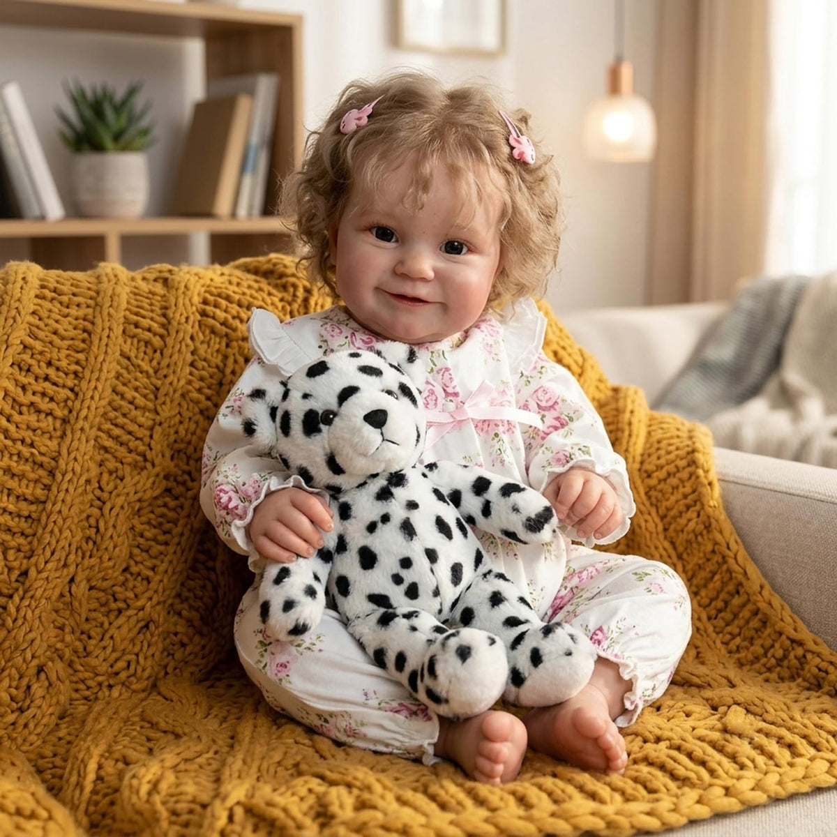 20 Inches Real Baby Size Curly Hair Full Body Vinyl Reborn Baby Doll H8841