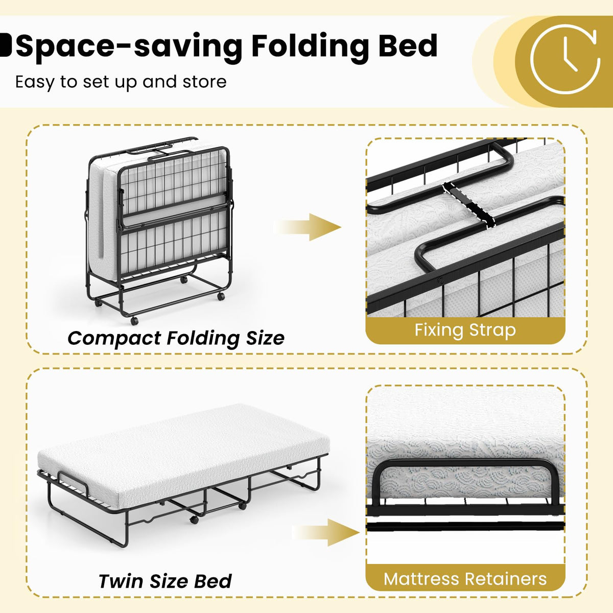 Twin Folding Bed with Mattress B82138