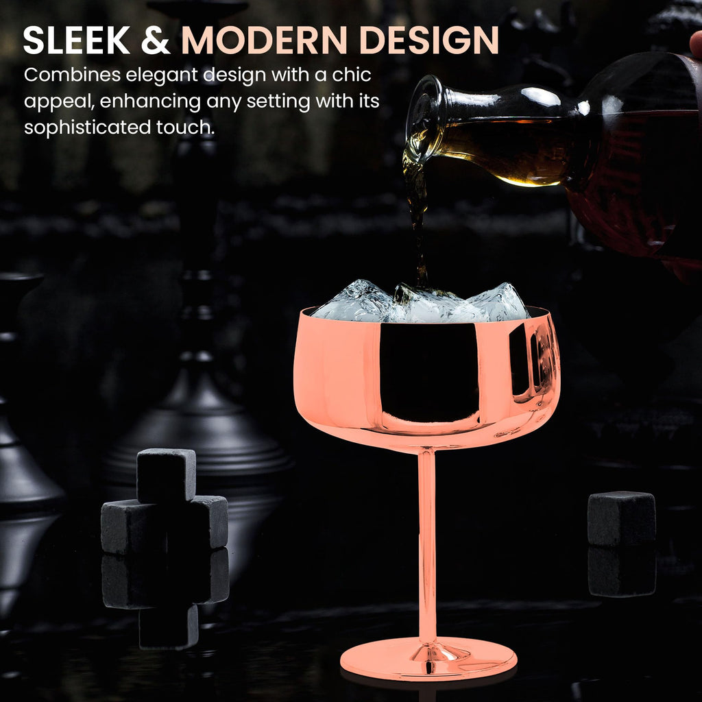15 oz Stainless Steel Coupe Glasses Set of 4 G38286