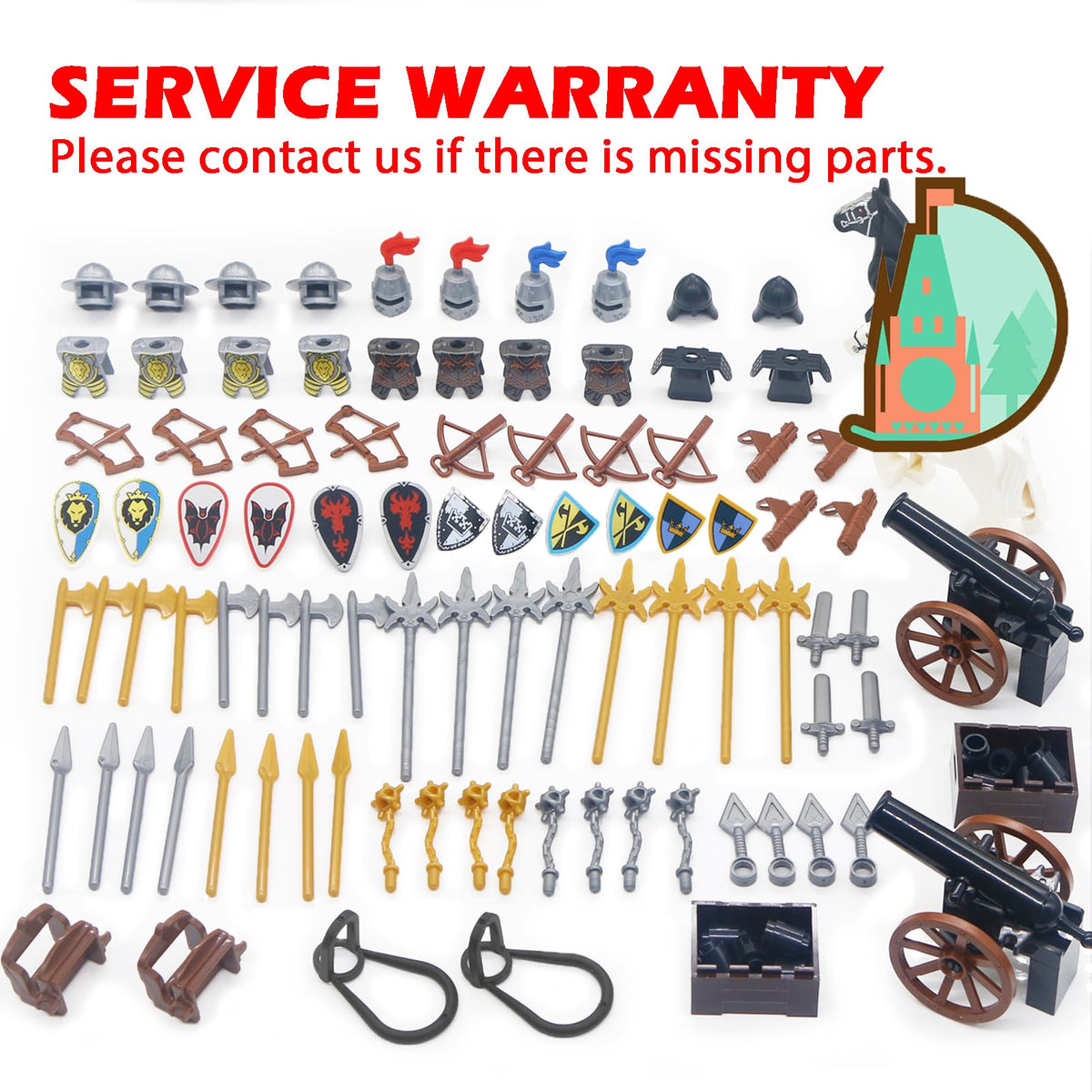 Building Block Medieval Weapon Armor Swords Helmet Horse V762