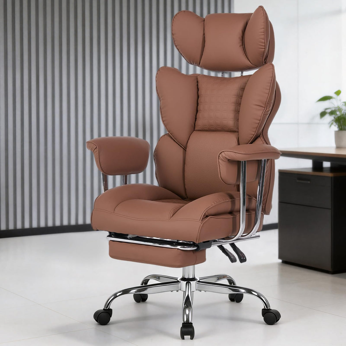 Big and Tall Home Office Desk Chair with Footrest O132