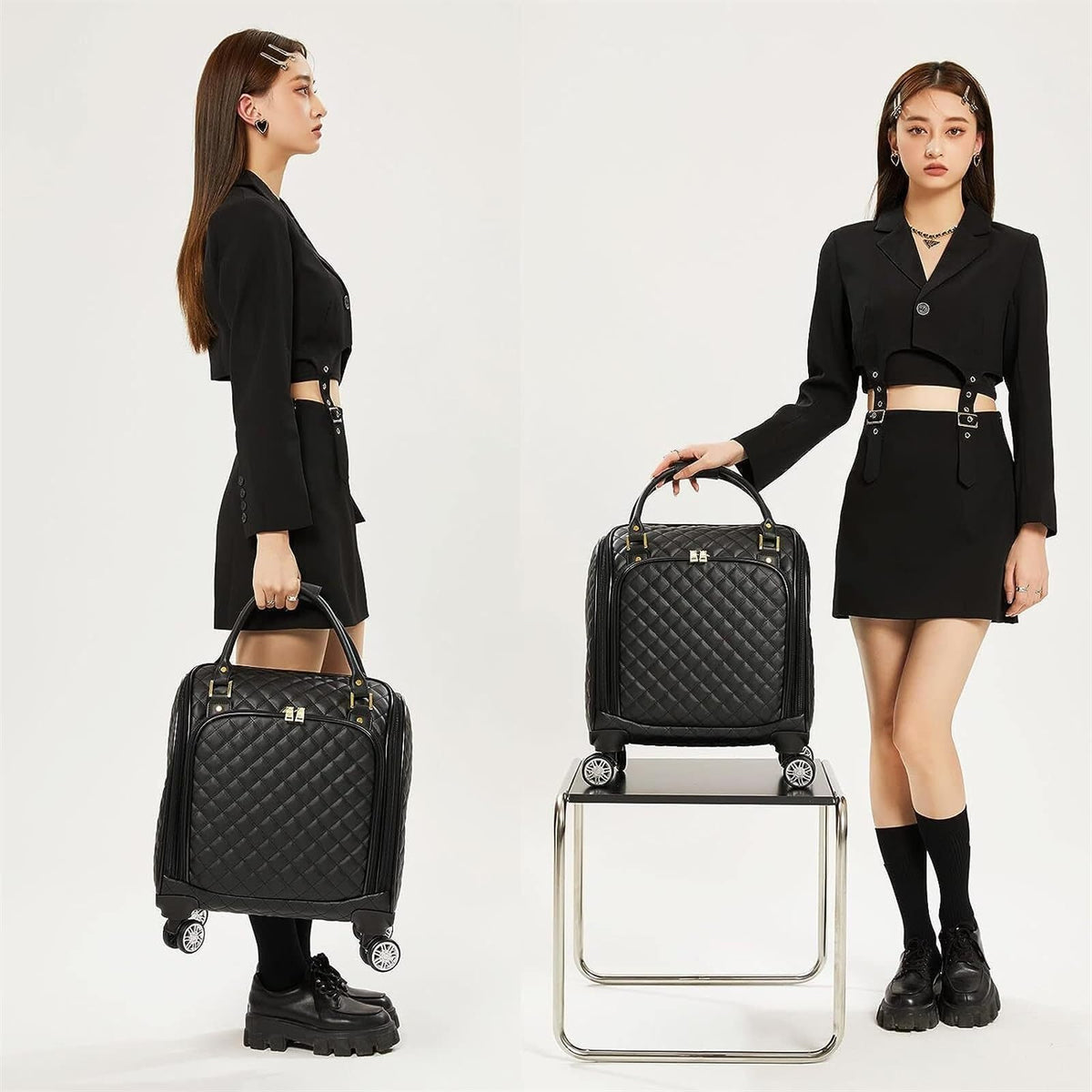 Black 18inch Softside Spinner Wheel Underseat Carry On Suitcase M40984