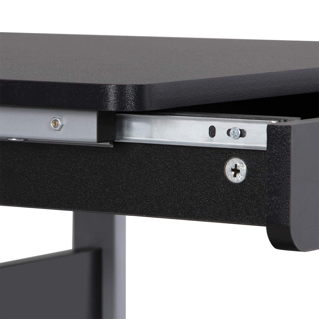 Black Rolling Desk with Drawer and Printer Shelf J735387