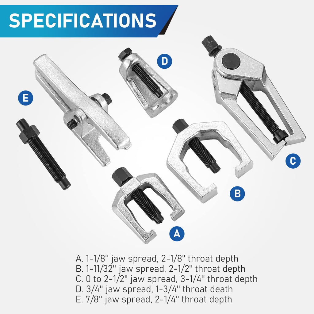 5pcs Ball Joint Separator Pitman Arm Puller Tie Rod End Tool Set K4429