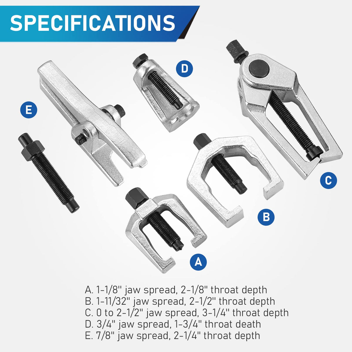 5pcs Ball Joint Separator Pitman Arm Puller Tie Rod End Tool Set K4429