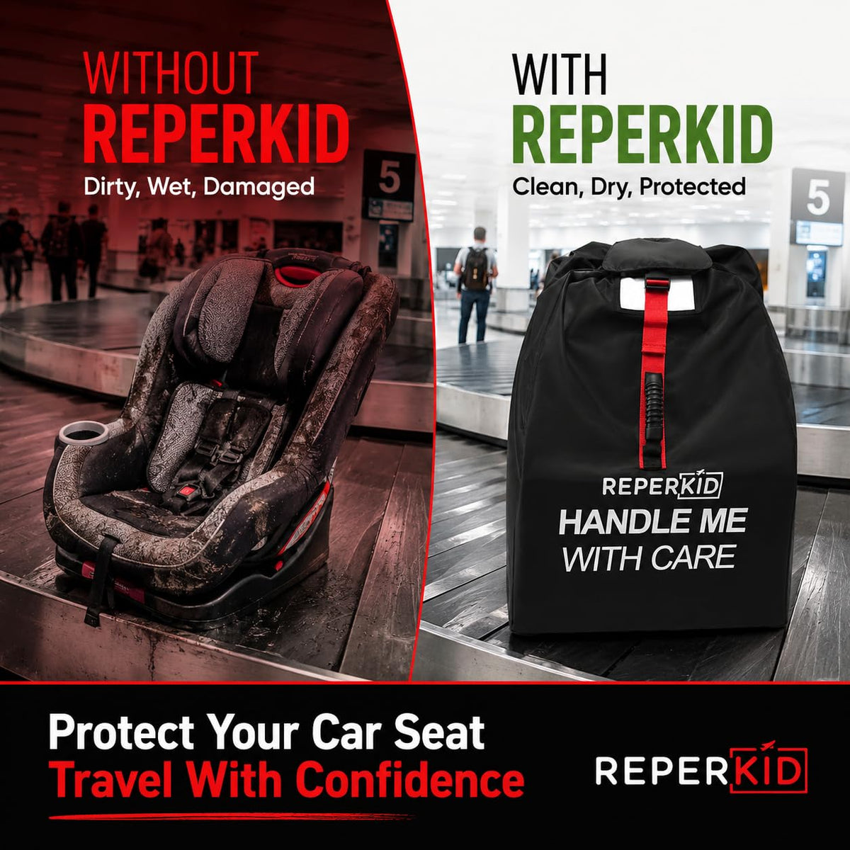 Car Seat Travel Bag with Backpack Straps Y68784