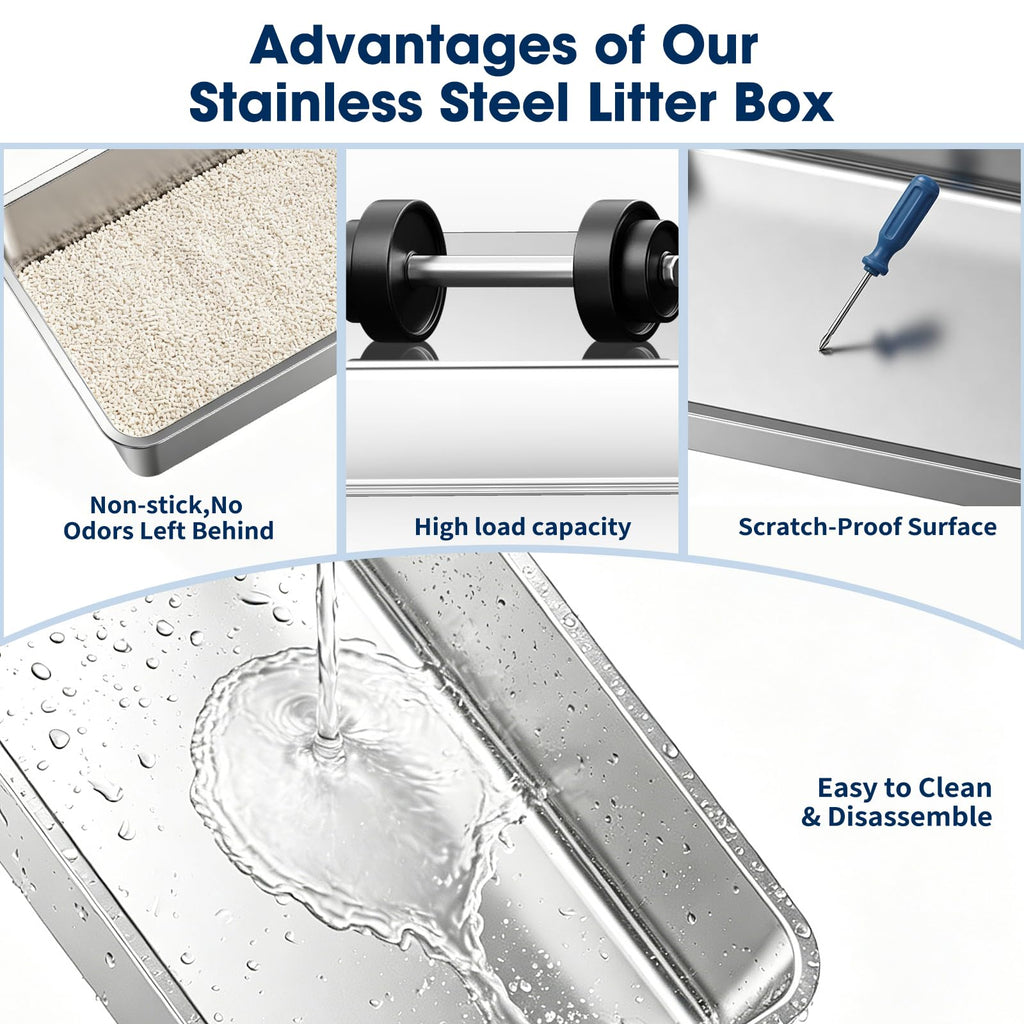 XXXL Stainless Steel Cat Litter Box with Lid X5210
